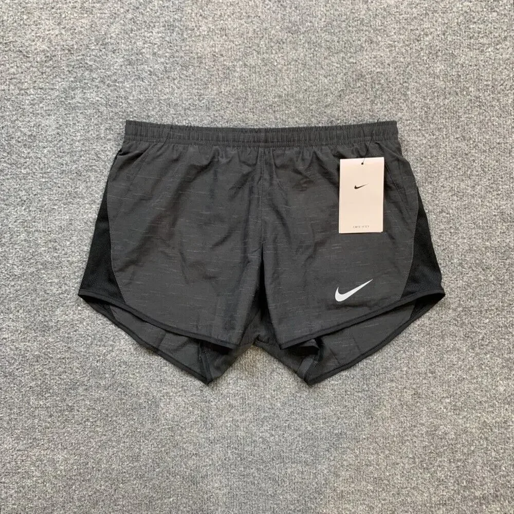 Nike Shorts Womens Extra Small Gotham Gray 10K Black‎ Dri Fit Running Lined